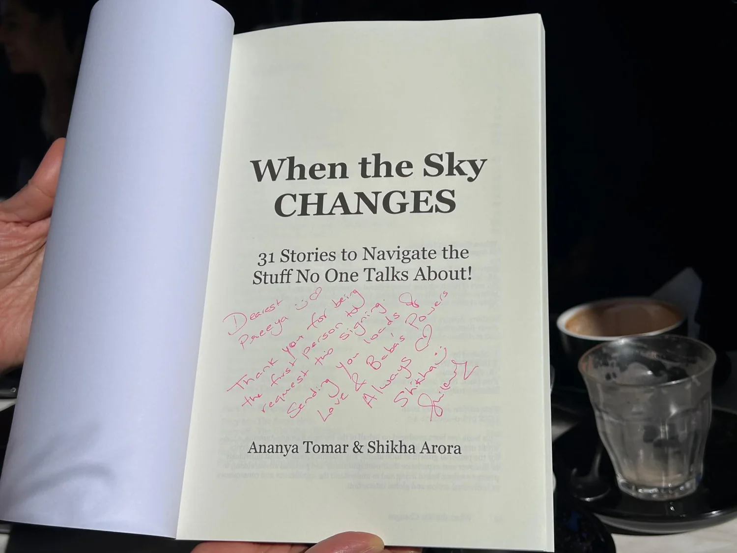 Signed title page of When the Sky Changes